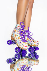 COSMIC SKATES FUNKY FLORAL PRINT ROLLER SKATES