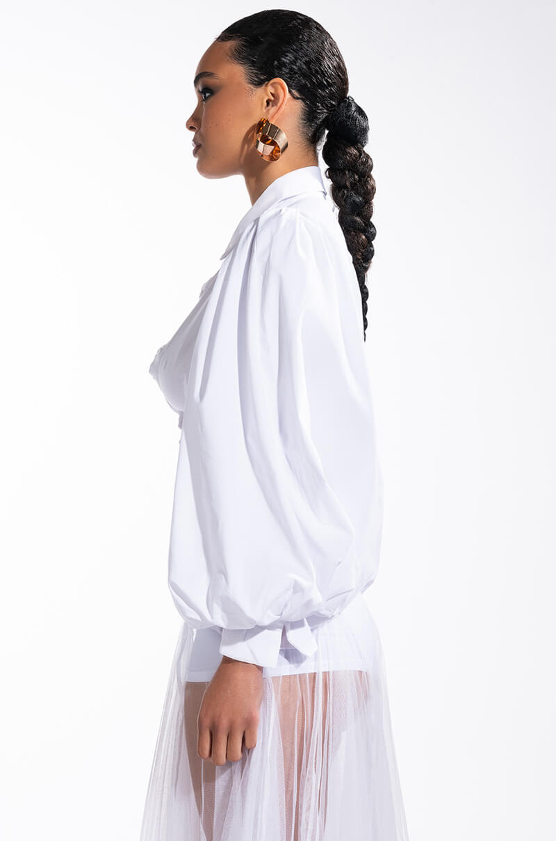 LILLIE BLOUSON SLEEVE BUTTON DOWN BLOUSE