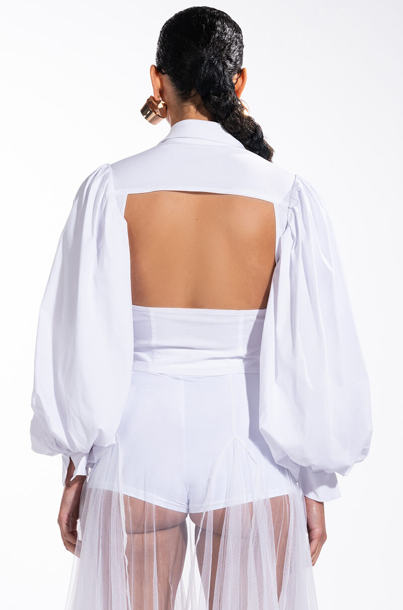LILLIE BLOUSON SLEEVE BUTTON DOWN BLOUSE