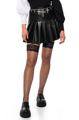 COUNT ON ME PLEATED FAUX LEATHER MINI SKIRT