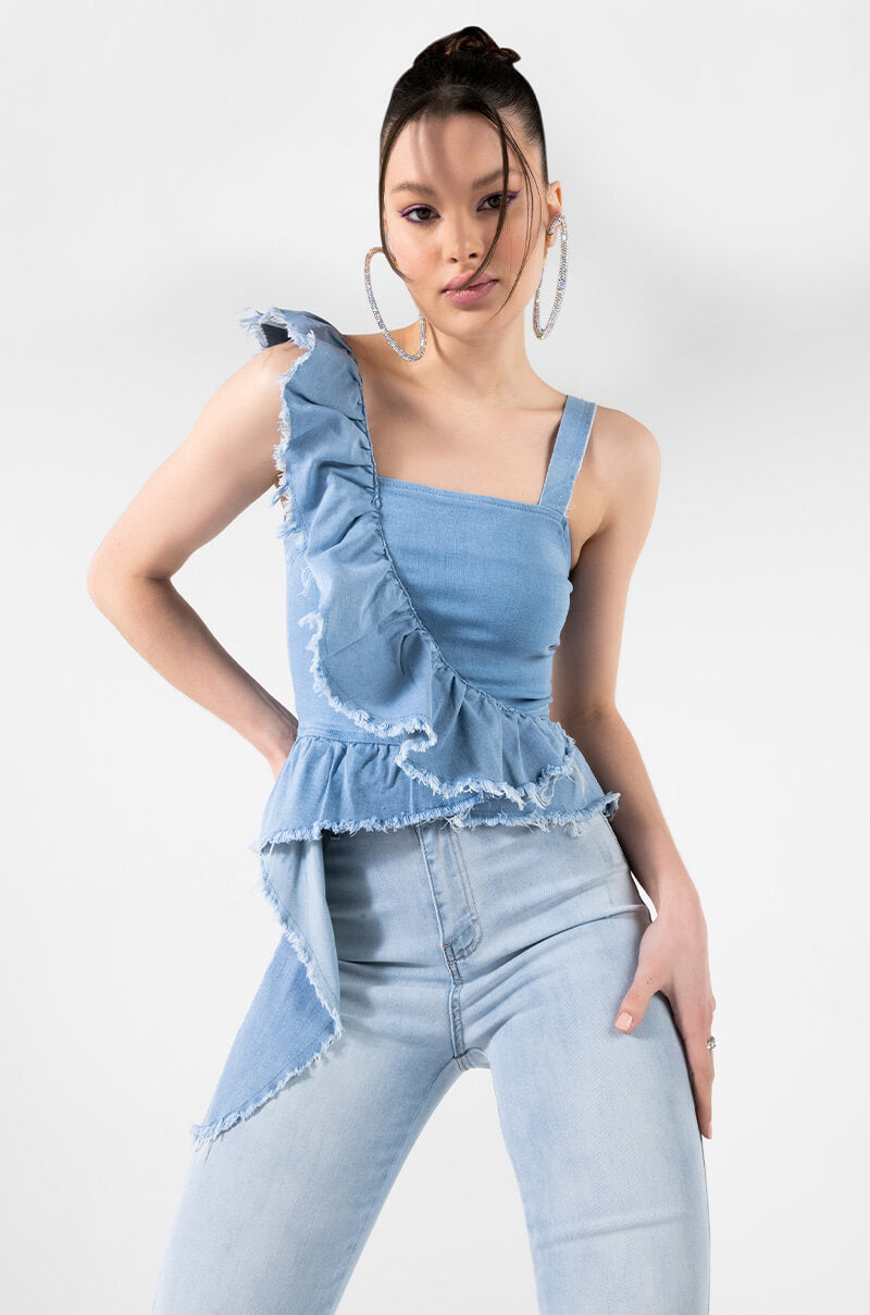 CHLOE DENIM SLEEVELESS BLOUSE