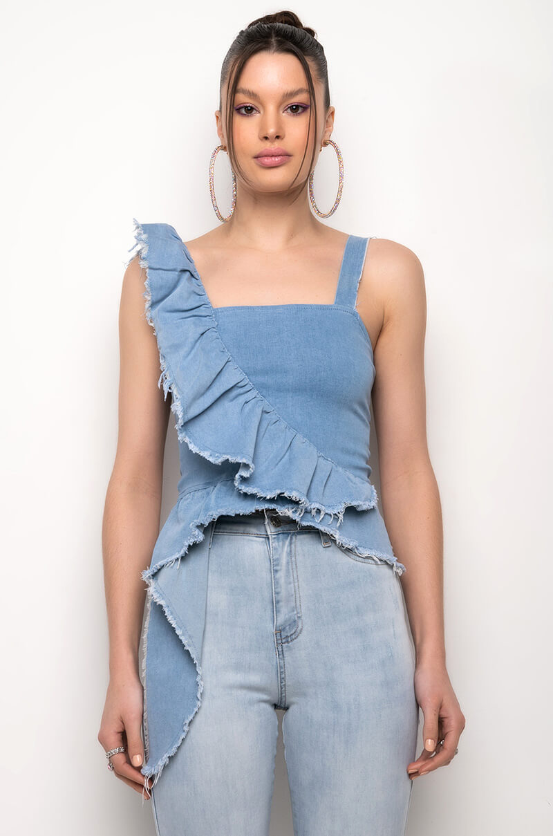 CHLOE DENIM SLEEVELESS BLOUSE