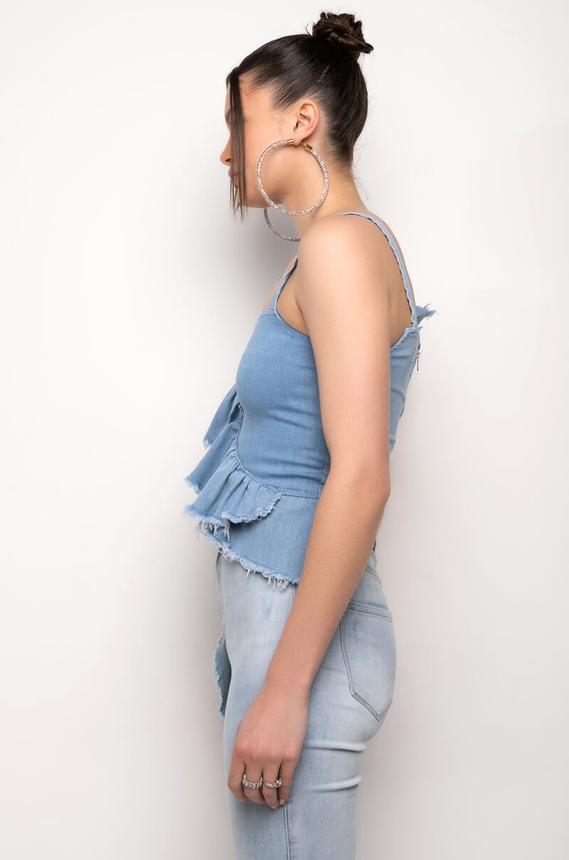 CHLOE DENIM SLEEVELESS BLOUSE