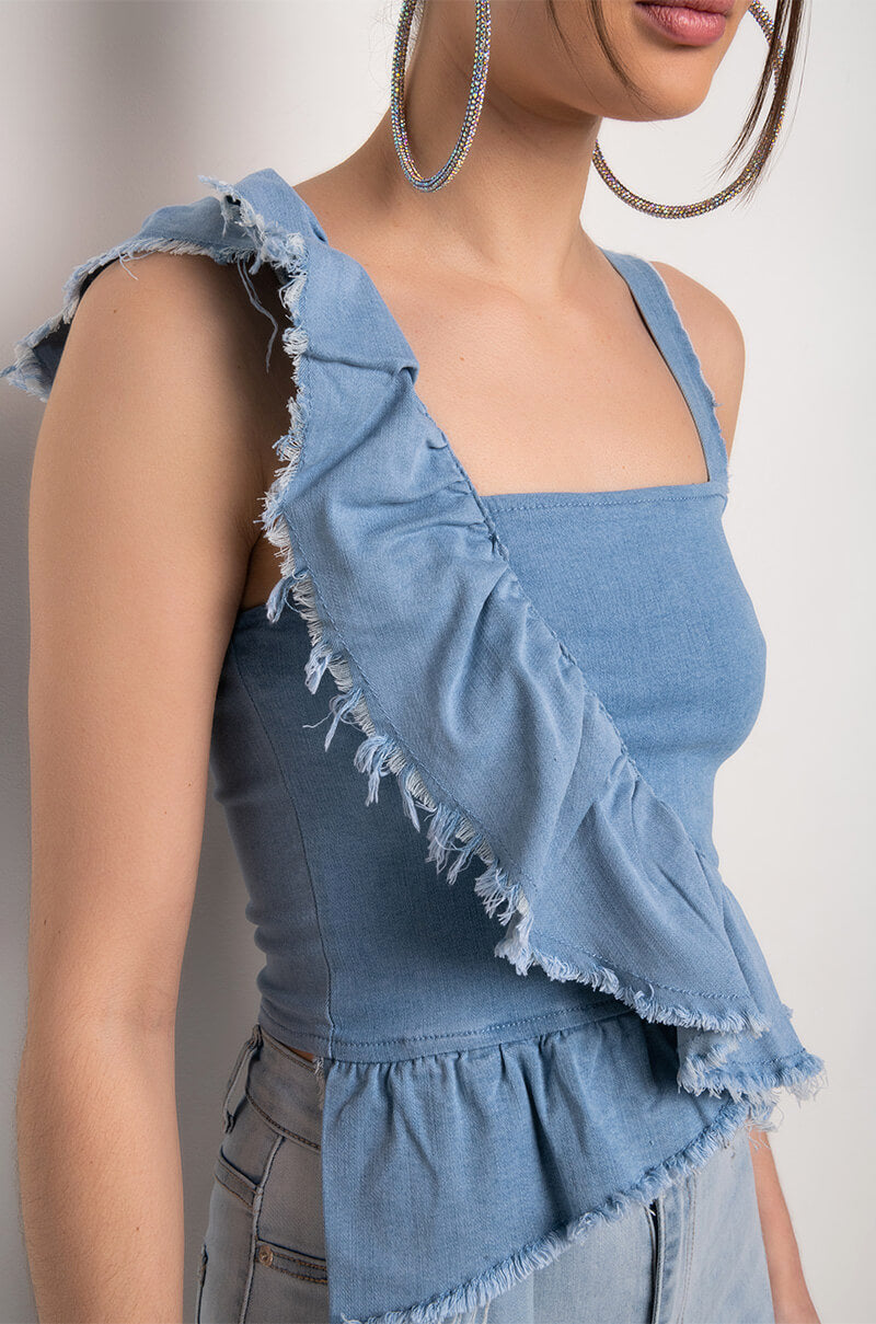 CHLOE DENIM SLEEVELESS BLOUSE