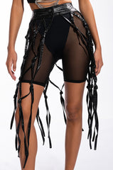 COURTSIDE FAUX LEATHER NET MIDI SKIRT
