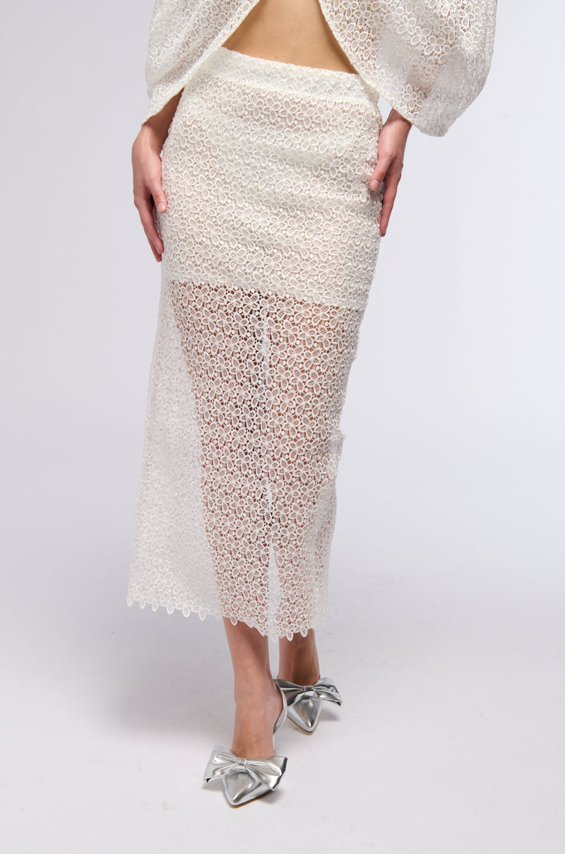 COVER ME IN FLOWERS LACE MAXI SKIRT