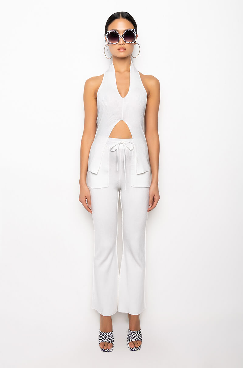 FRANCESCA DEEP V SLEEVELESS KNIT TOP