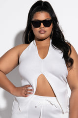 FRANCESCA DEEP V SLEEVELESS KNIT TOP