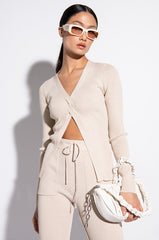 FRANCESCA DEEP V SPLIT FRONT SWEATER