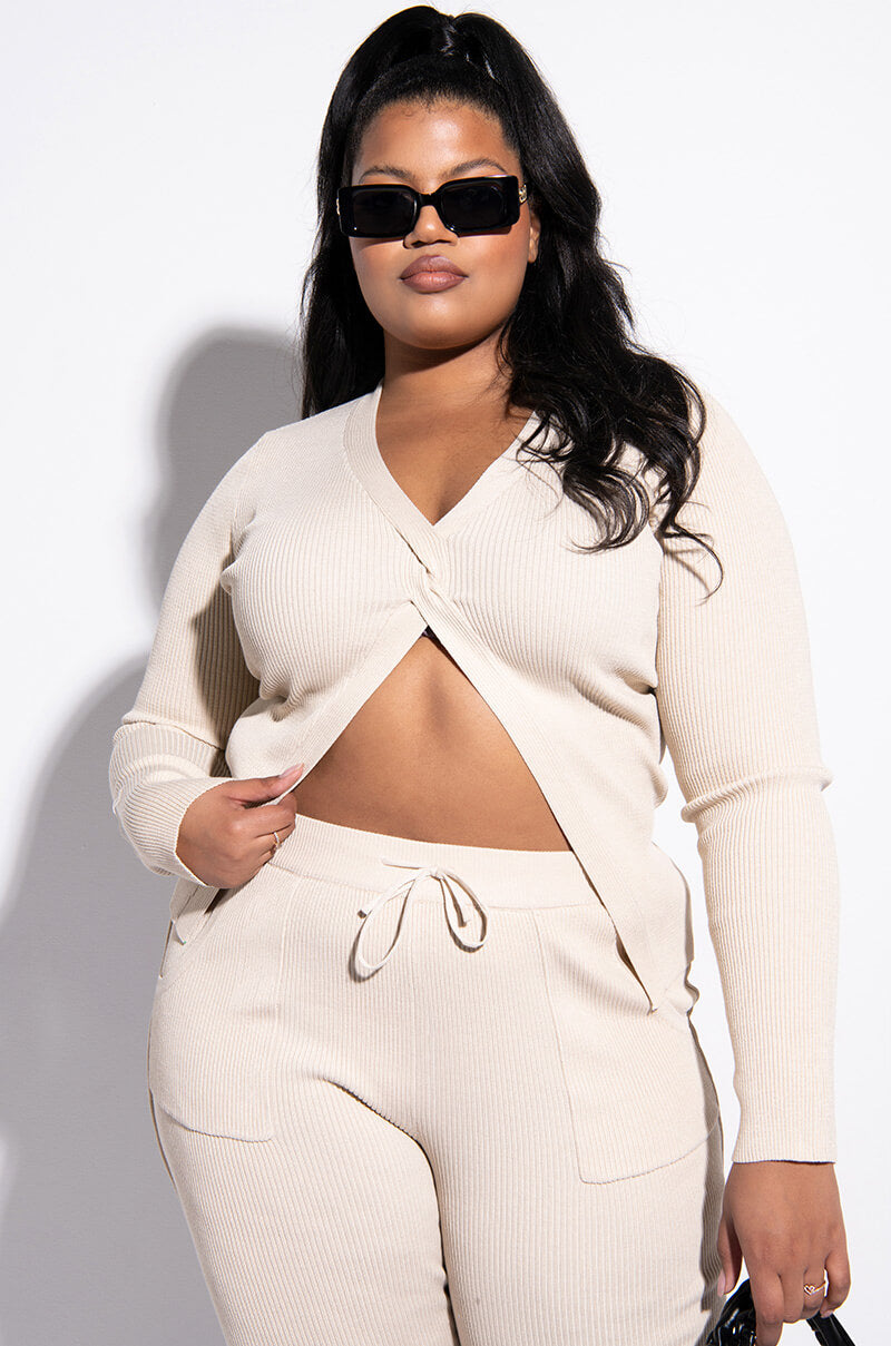 FRANCESCA DEEP V SPLIT FRONT SWEATER