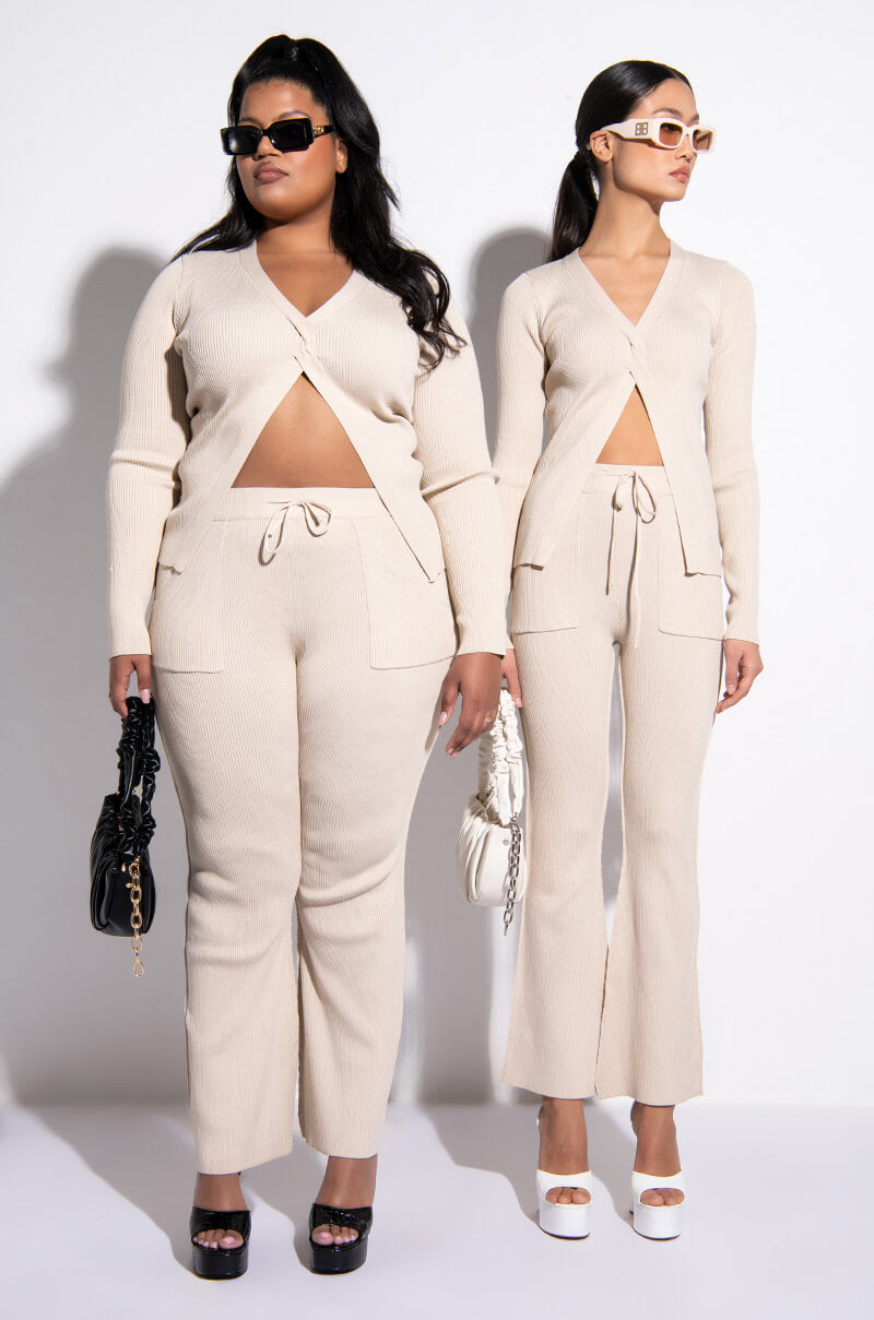 FRANCESCA DEEP V SPLIT FRONT SWEATER