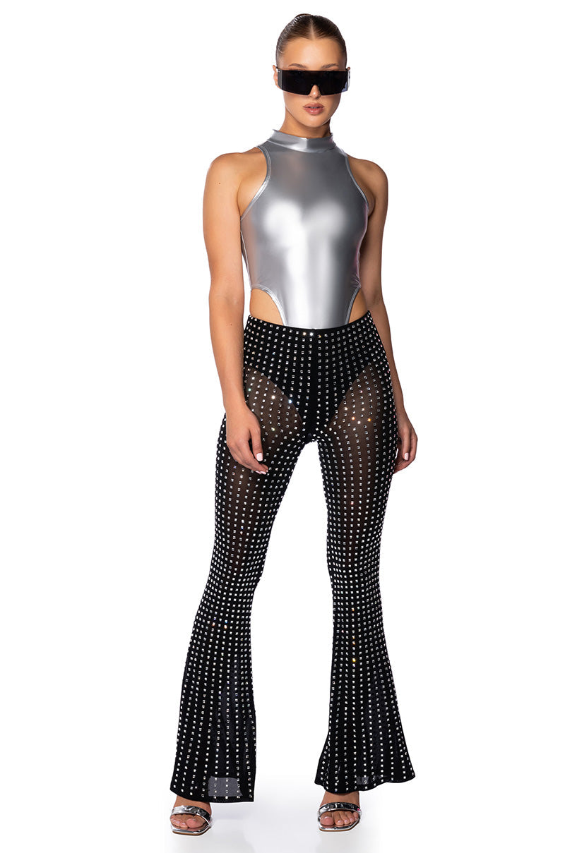 CRYSTAL CLEAR RHINESTONE FLARE PANT