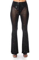 CRYSTAL CLEAR RHINESTONE FLARE PANT