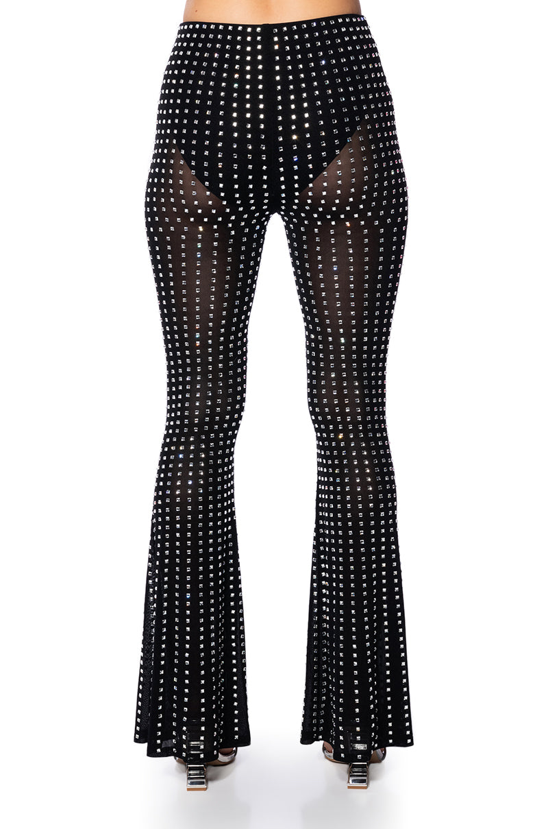 CRYSTAL CLEAR RHINESTONE FLARE PANT