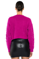 CUFFING SEASON FEATHER DETAIL SWEATER