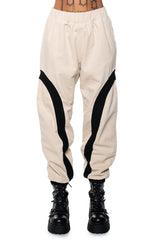 CURVE EFFECT RIBBED TRIM BEIGE JOGGER