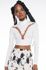 CUT IT UP SAFETY PIN LONG SLEEVE TOP