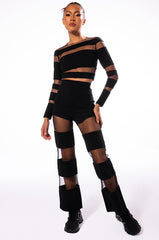 CUT TO THE CHASE MESH PANEL WIDE LEG PANT