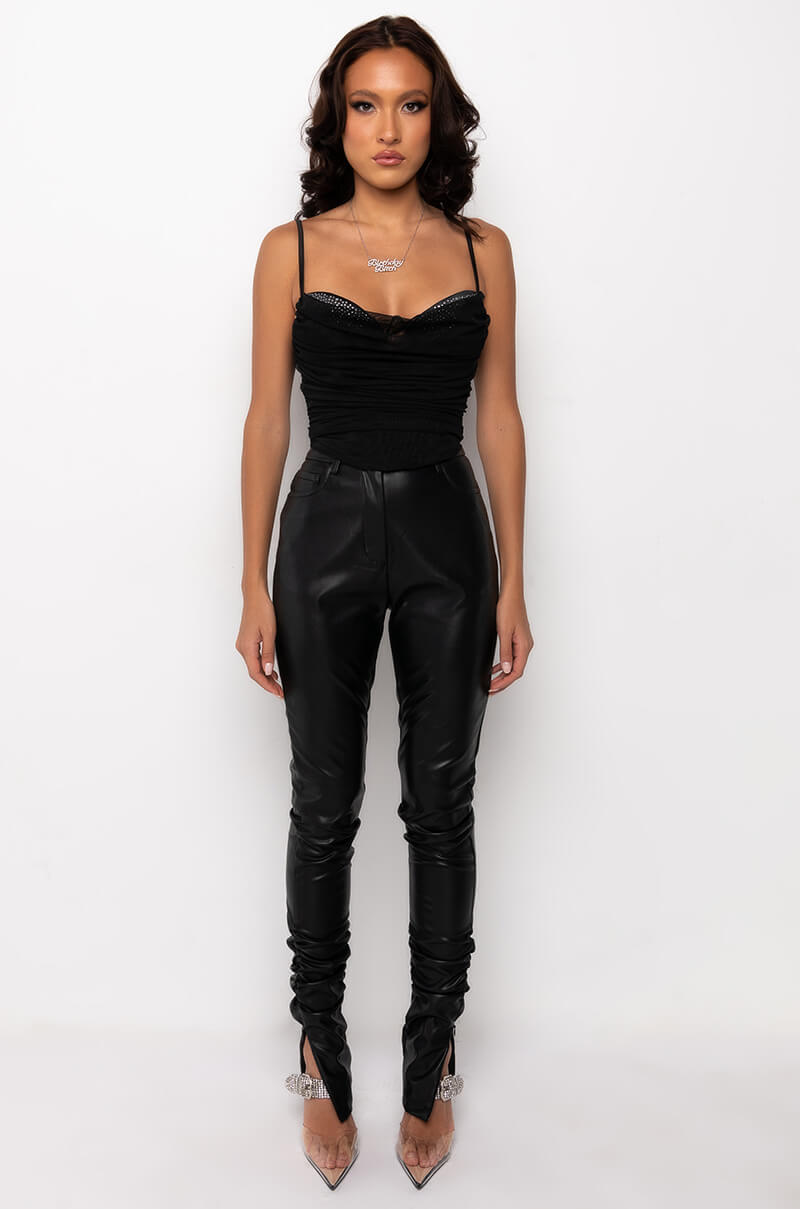 CUT TO THE CHASE RHINESTONE INSERT MESH CORSET