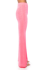 CYNTHIA SLINKY FLARED HIGH WAIST PANT IN PINK