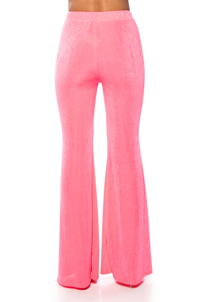CYNTHIA SLINKY FLARED HIGH WAIST PANT IN PINK
