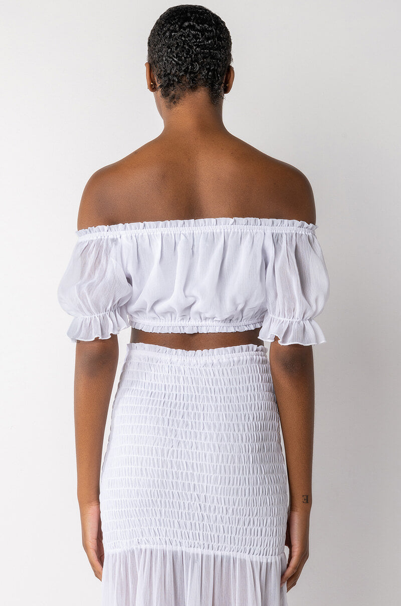 DELILAH OFF THE SHOULDER CROP TOP