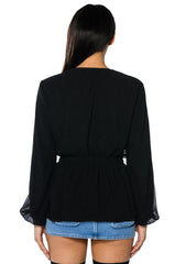 DAHLIA DEEP V PEPLUM BLOUSE