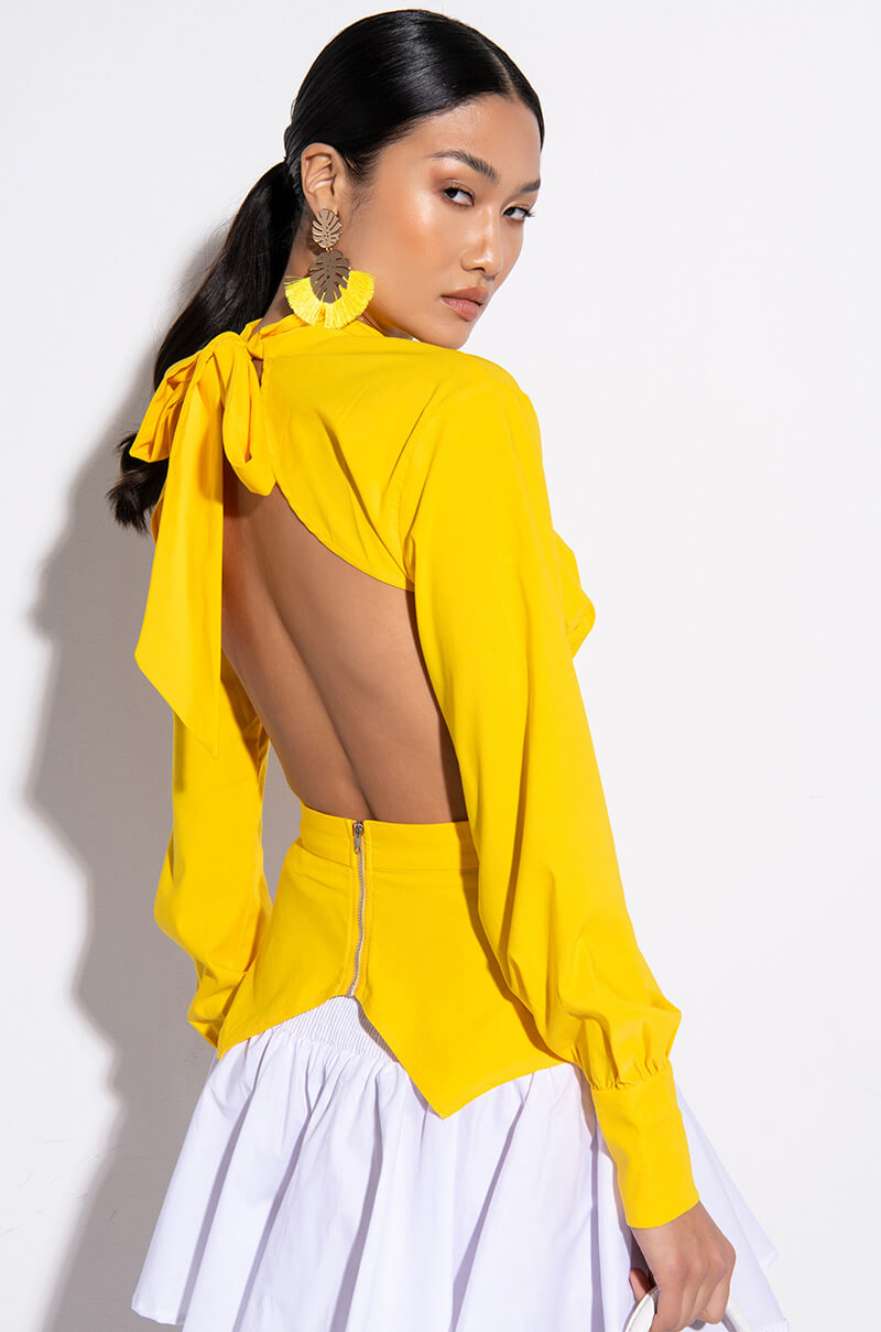 DAISY OPEN BACK LONG SLEEVE BLOUSE