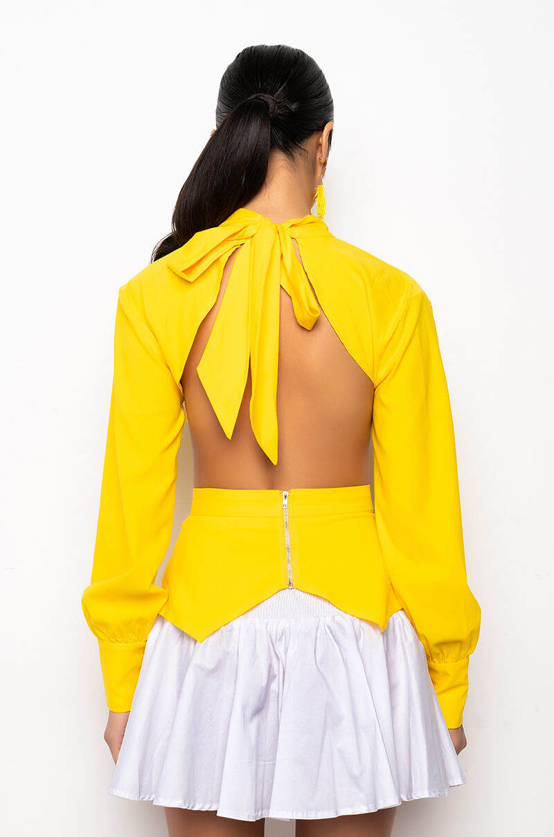 DAISY OPEN BACK LONG SLEEVE BLOUSE