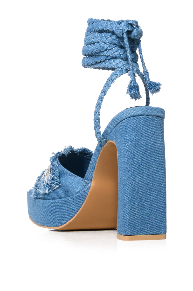 DANNIE LIGHT BLUE STRAPPY DENIM SANDAL