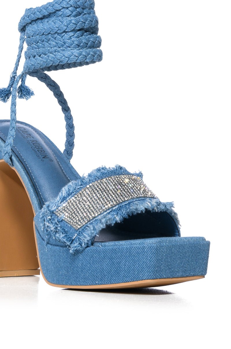 DANNIE LIGHT BLUE STRAPPY DENIM SANDAL