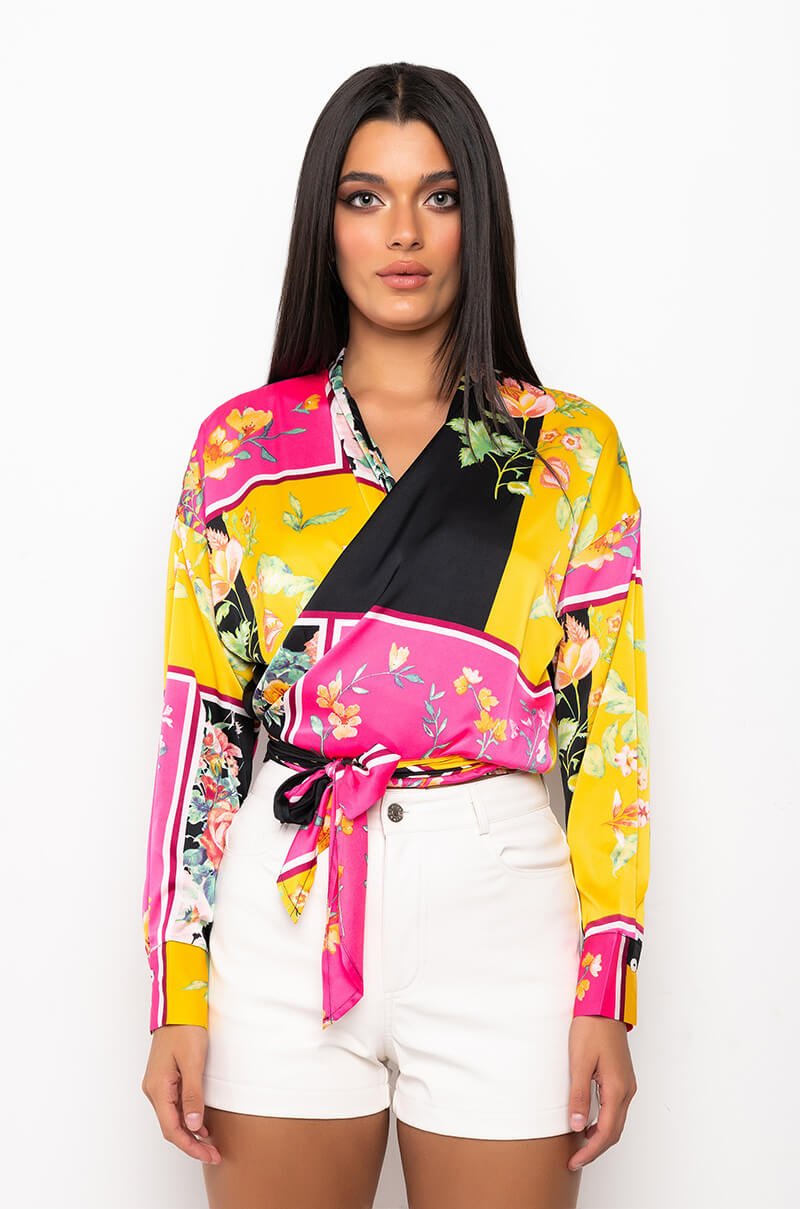 DARLING FRONT TIE FLORAL BLOUSE