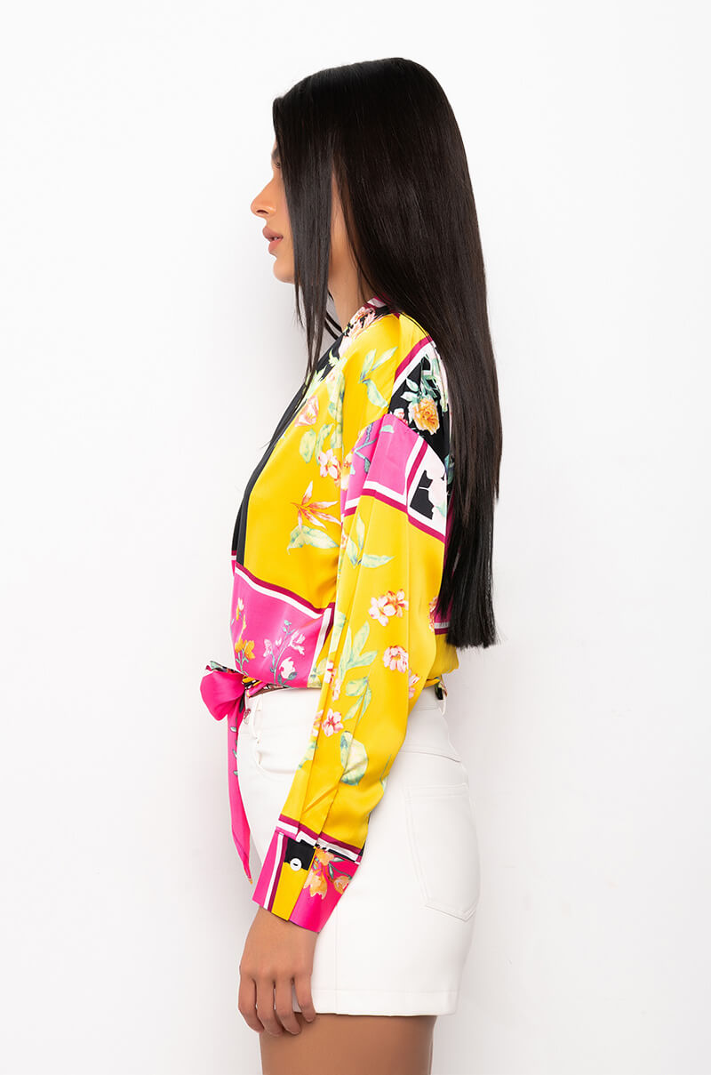 DARLING FRONT TIE FLORAL BLOUSE