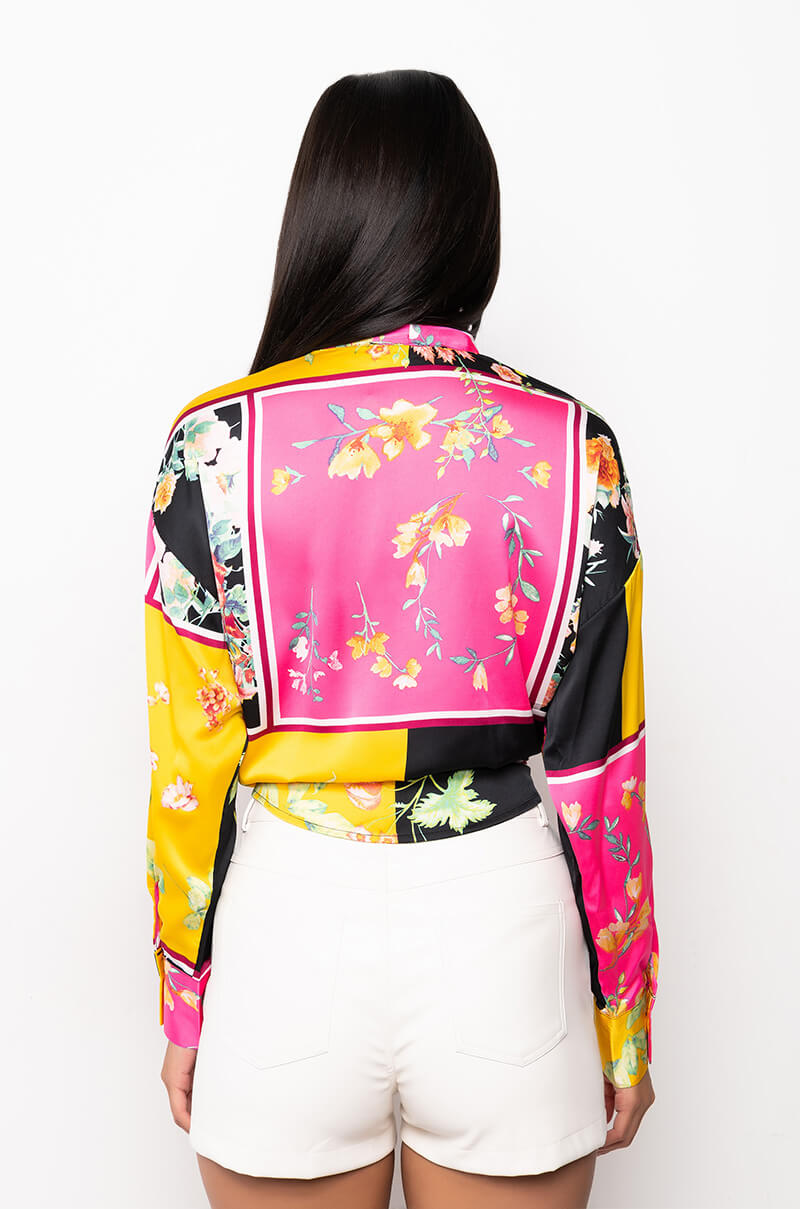DARLING FRONT TIE FLORAL BLOUSE