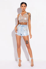 DAWN GOES DOWN RHINESTONE DENIM SHORTS