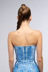 DAY DREAMING DENIM PRINTED CORSET TOP