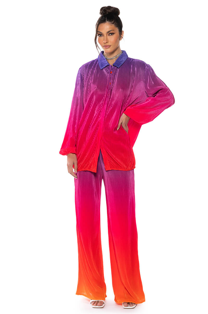 DAY TO NIGHT PLEATED SATIN WIDE LEG PANTS
