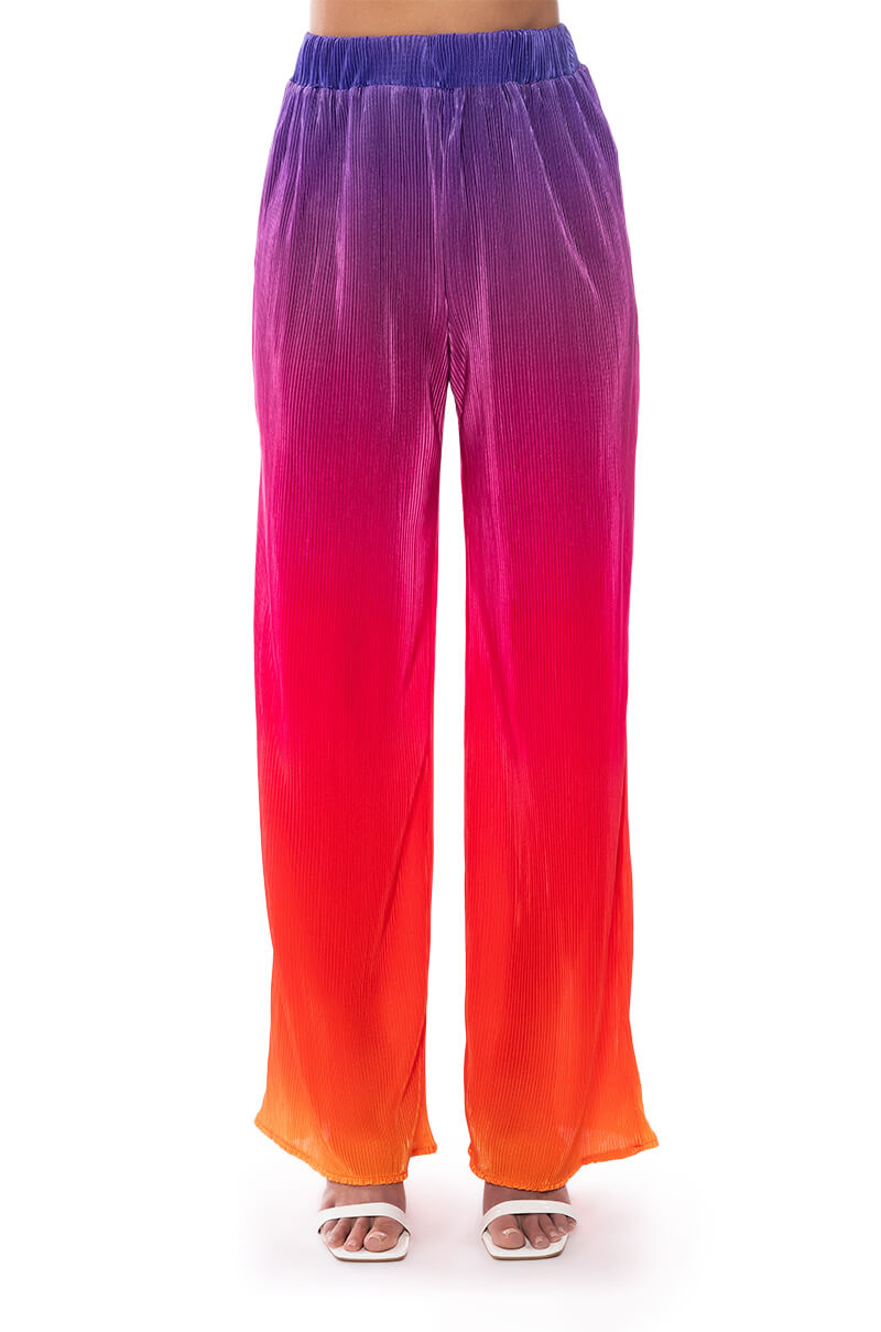 DAY TO NIGHT PLEATED SATIN WIDE LEG PANTS