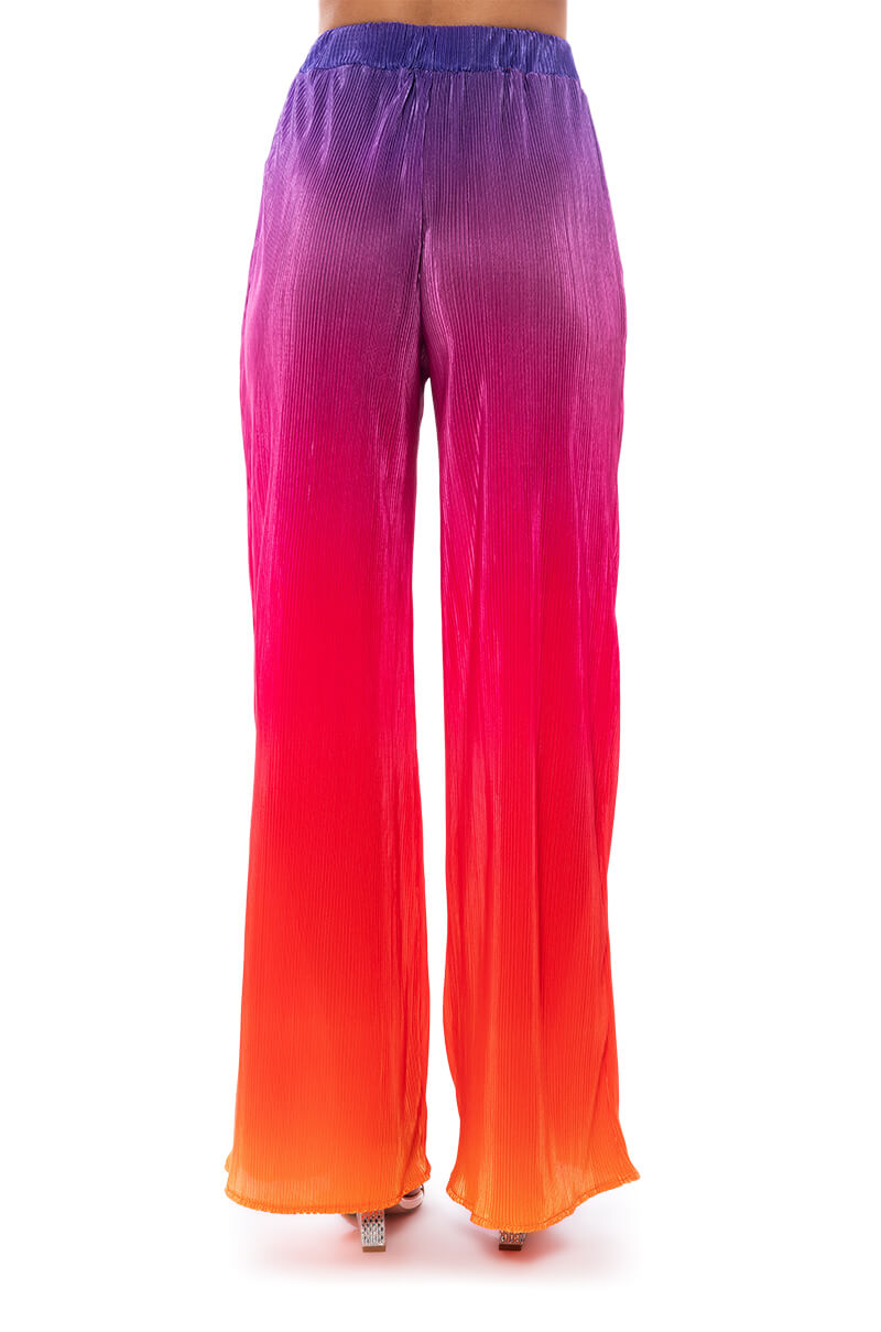 DAY TO NIGHT PLEATED SATIN WIDE LEG PANTS