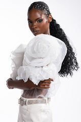 DAYDREAMIN SHEER RUFFLE SLEEVE TIERED DRESS