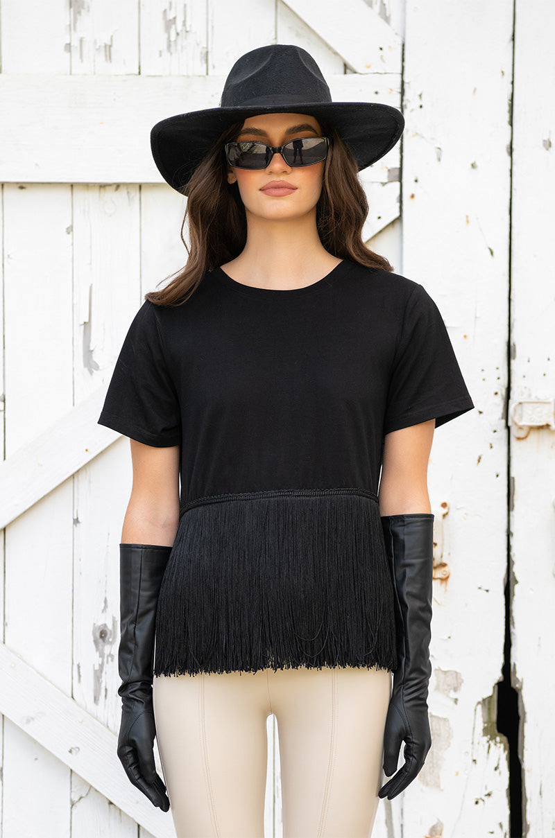 DAYTIME DISCO FRINGE CREW NECK SHORT SLEEVE TSHIRT
