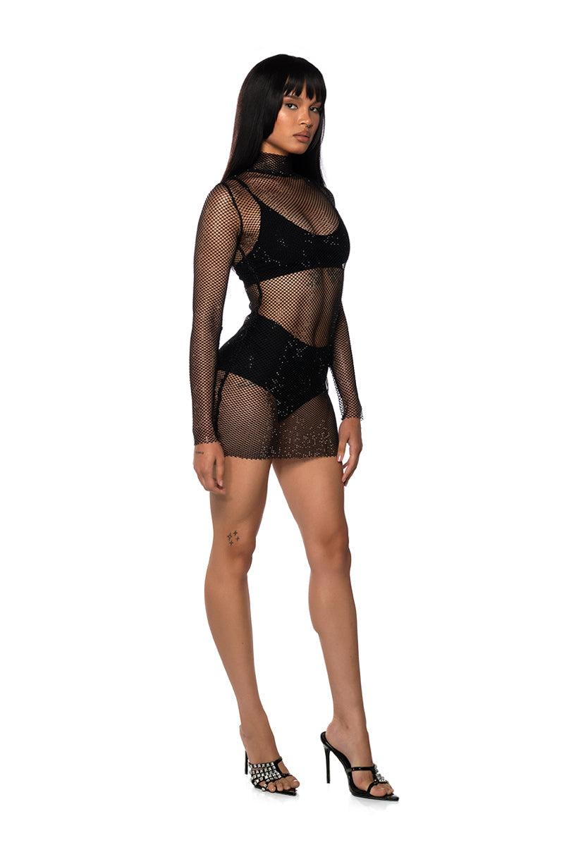 DAZZLE YOU RHINESTONE MINI DRESS