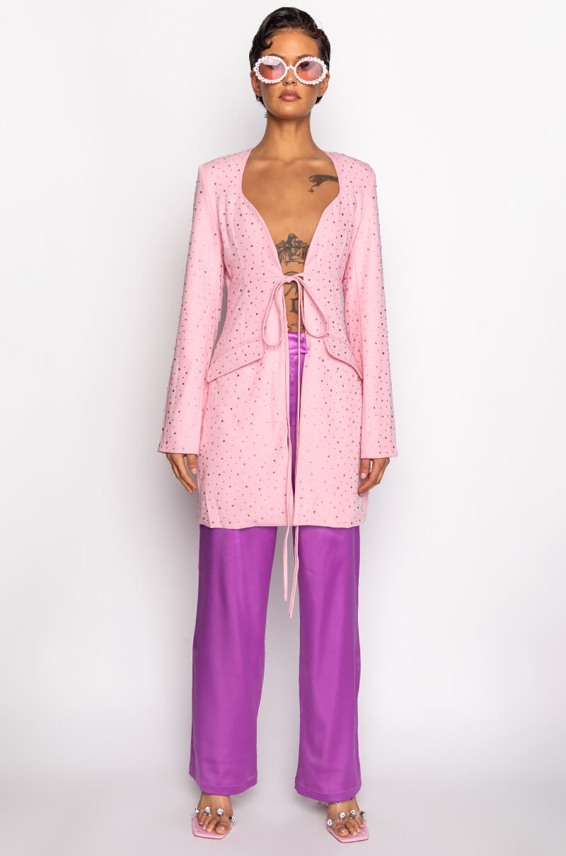 DEEP PLUNGE TIE FRONT BDAY BLAZER