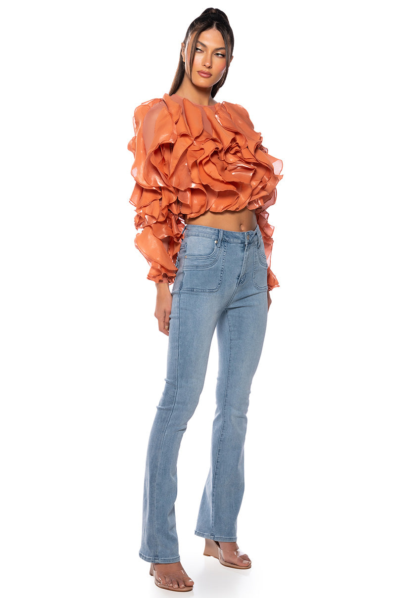 CAMELLIA RUFFLE LONG SLEEVE BLOUSE