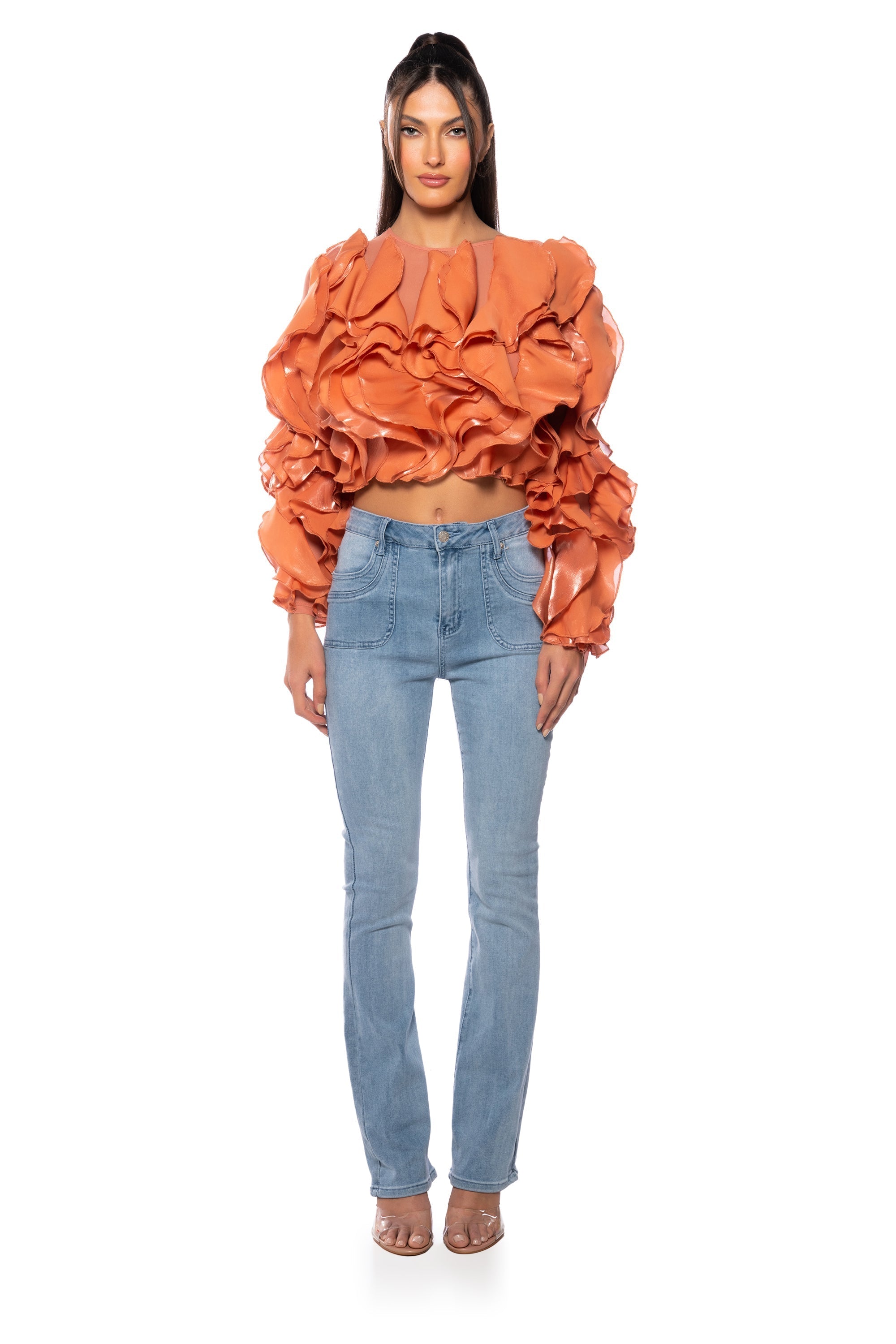 CAMELLIA RUFFLE LONG SLEEVE BLOUSE