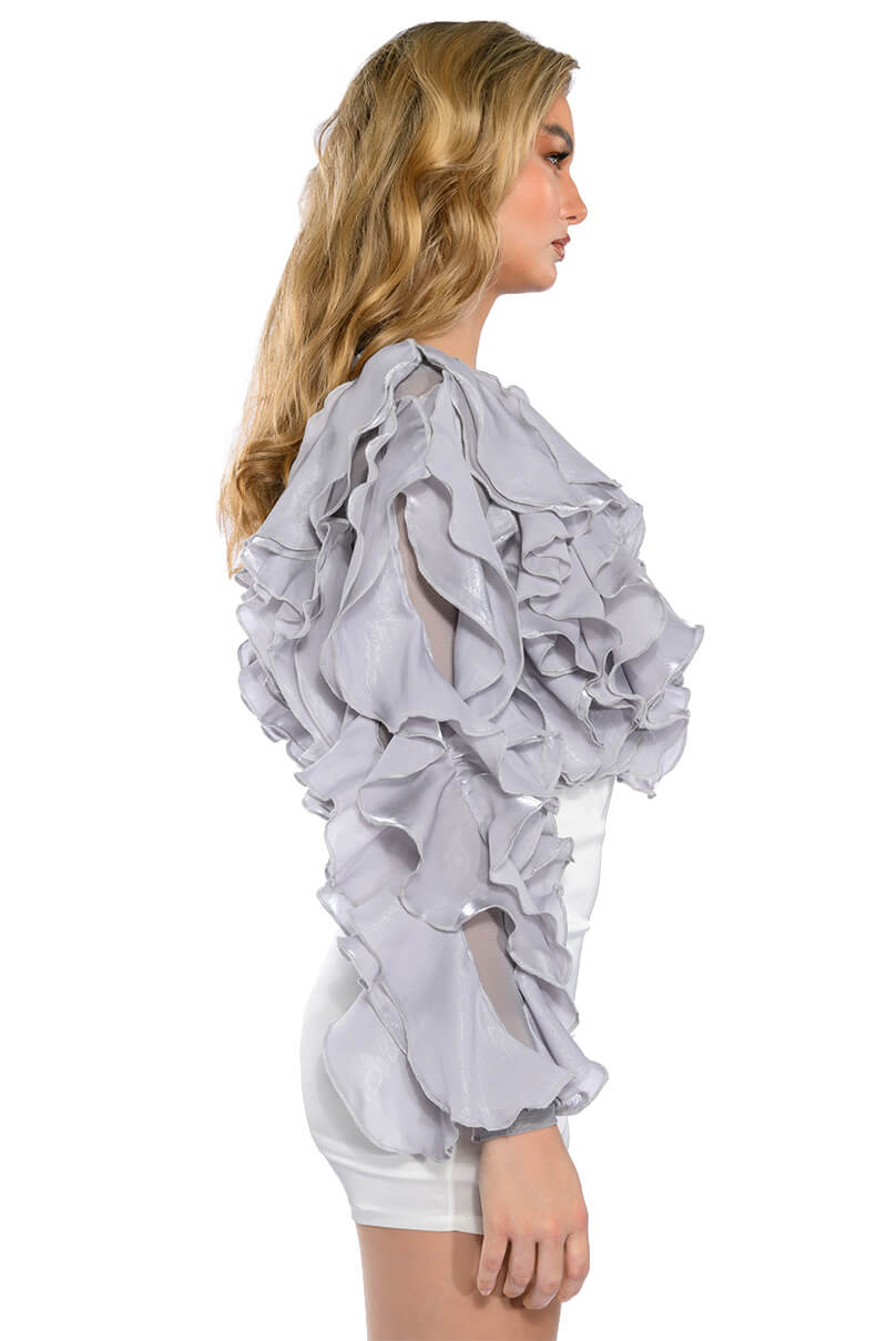 CAMELLIA RUFFLE LONG SLEEVE BLOUSE