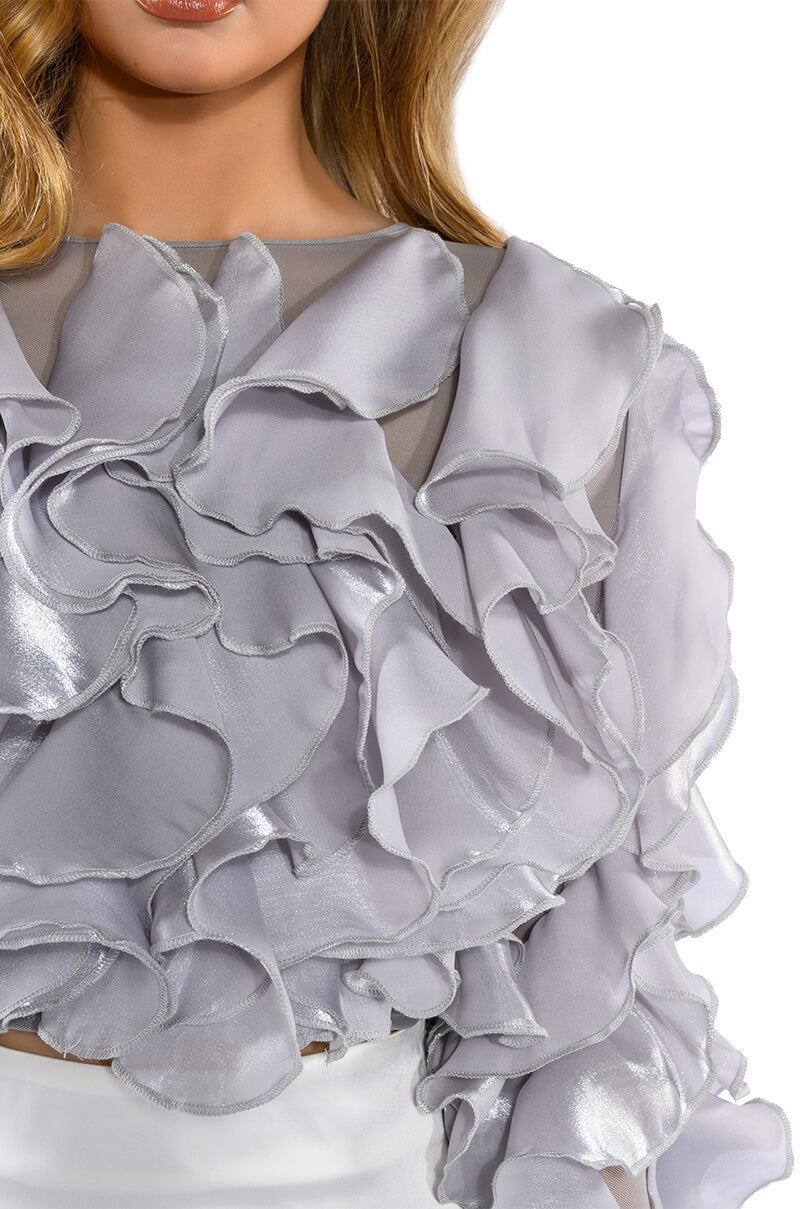 CAMELLIA RUFFLE LONG SLEEVE BLOUSE