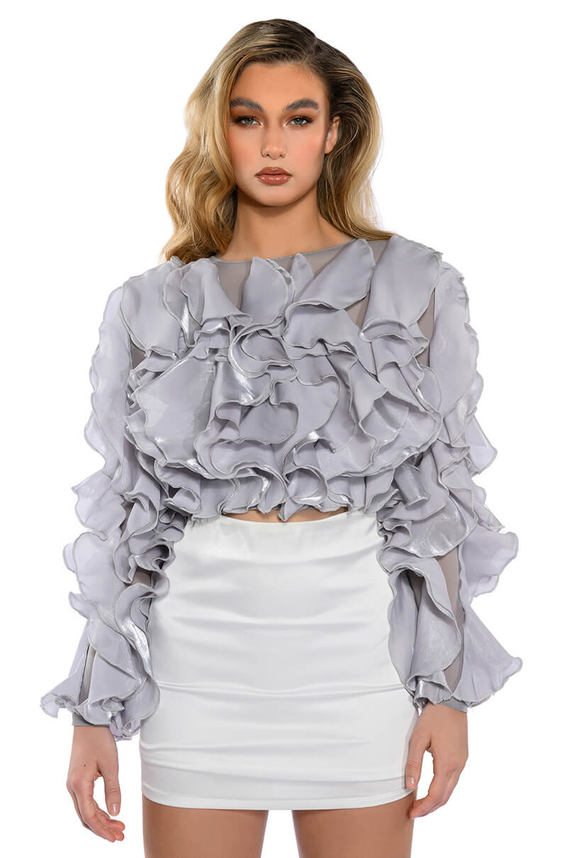 CAMELLIA RUFFLE LONG SLEEVE BLOUSE