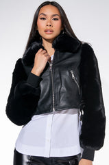 DELUCA BONDED FABRIC MOTO JACKET