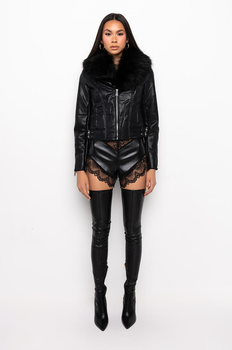 DELUCA BONDED FABRIC MOTO JACKET